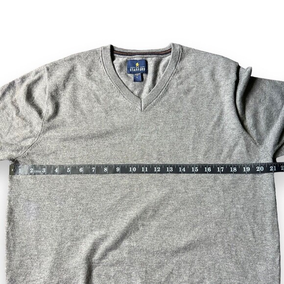 Lot of 3 Men's L Sweaters Stafford, Tommy Hilfiger, Izod Blue & Gray V-Neck Crew - Picture 8 of 16